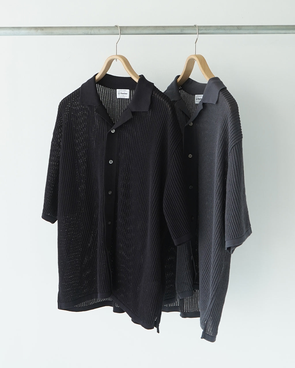 Yonetomi ヨネトミ 半袖ニット シャツ カーディガン コットン 透かし編み シースルー COTTON SUKASHI KNIT S/T 95-252-032【送料無料】