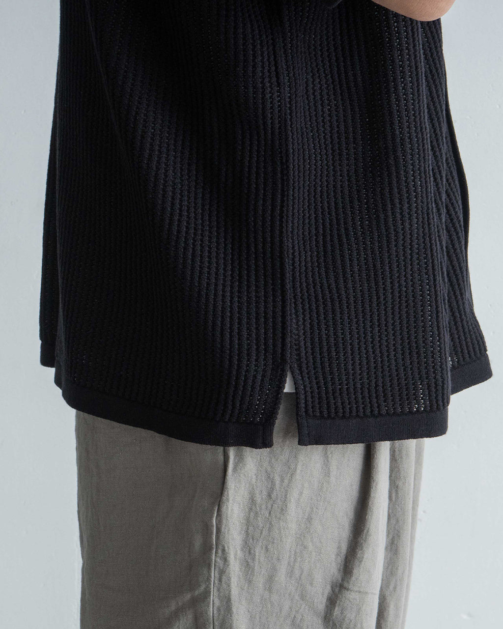 Yonetomi ヨネトミ 半袖ニット シャツ カーディガン コットン 透かし編み シースルー COTTON SUKASHI KNIT S/T 95-252-032【送料無料】