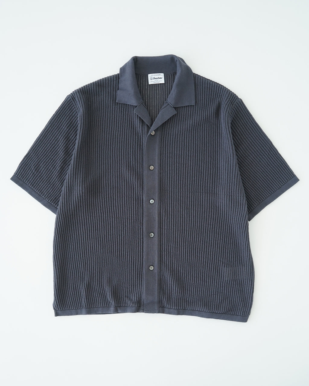 Yonetomi ヨネトミ 半袖ニット シャツ カーディガン コットン 透かし編み シースルー COTTON SUKASHI KNIT S/T 95-252-032【送料無料】
