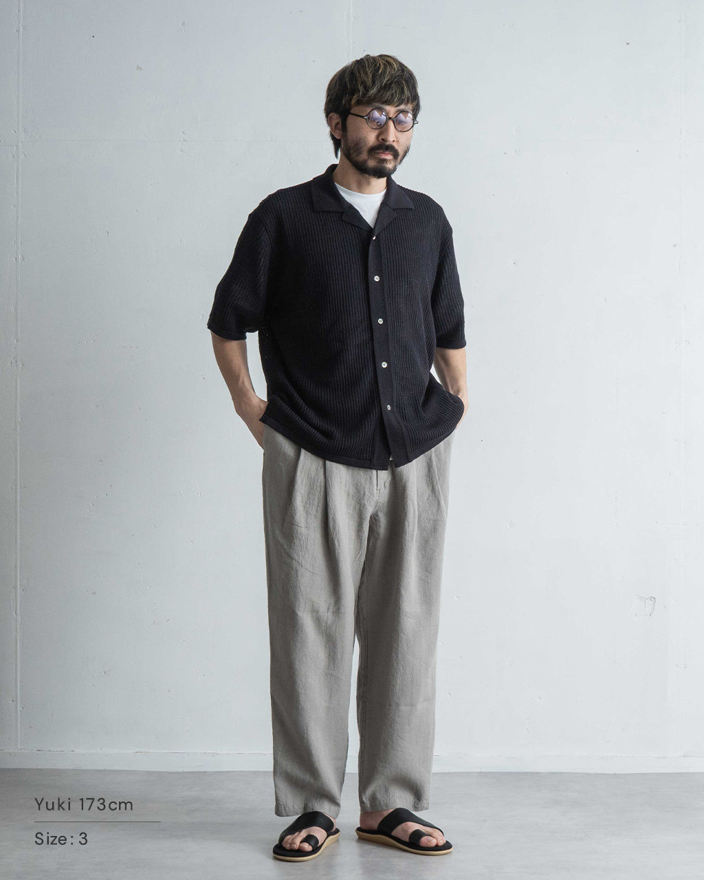 Yonetomi ヨネトミ 半袖ニット シャツ カーディガン コットン 透かし編み シースルー COTTON SUKASHI KNIT S/T 95-252-032【送料無料】