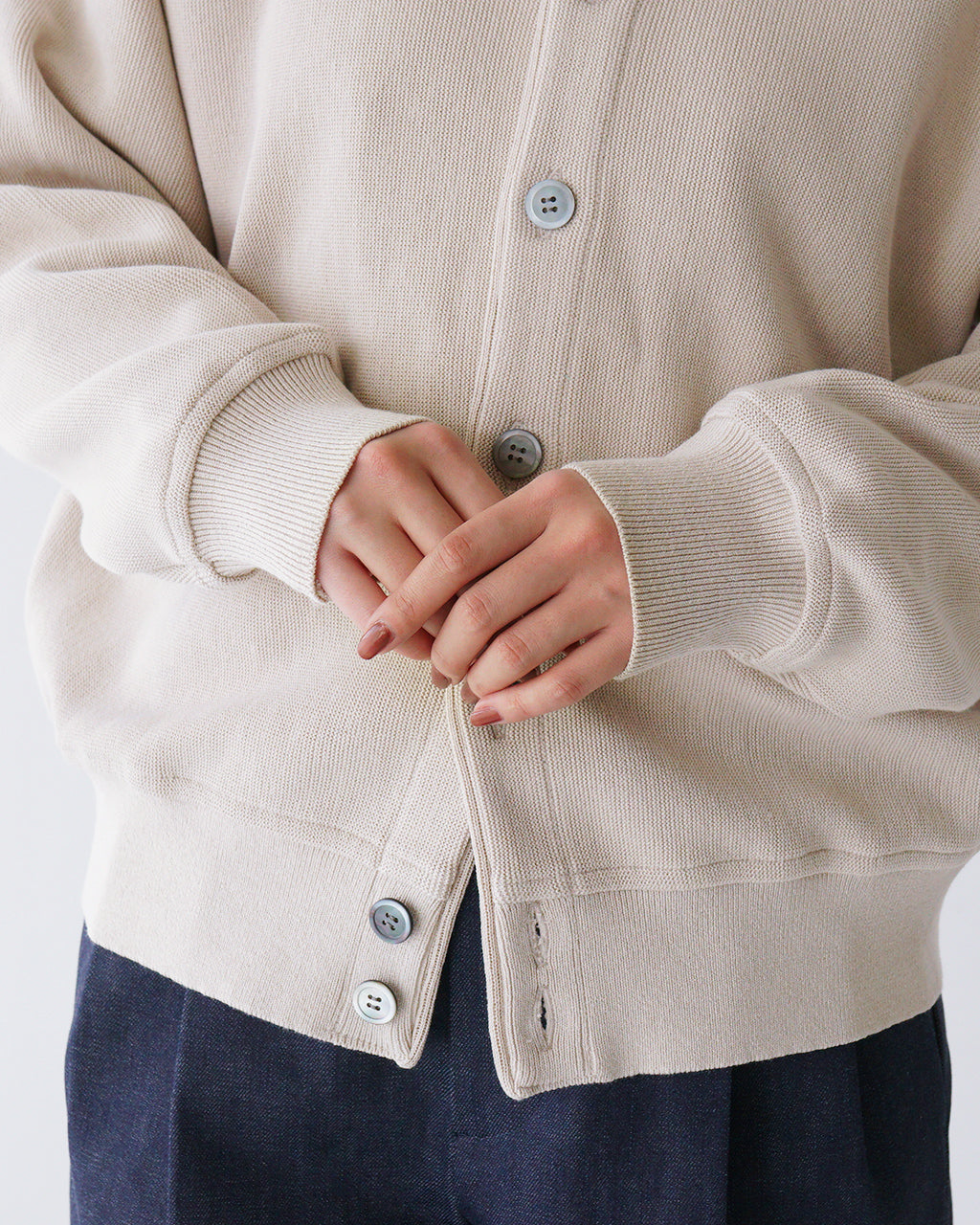 【SALE!30%OFF】Yonetomi NEW BASIC ギマコットン ニットカーディガン Vネック GIMA COTTON KNIT CARDIGAN 95-252-019
