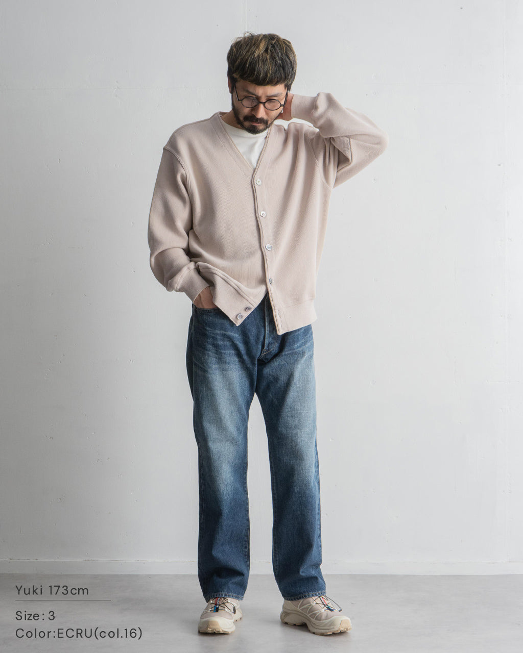【SALE!30%OFF】Yonetomi NEW BASIC ギマコットン ニットカーディガン Vネック GIMA COTTON KNIT CARDIGAN 95-252-019
