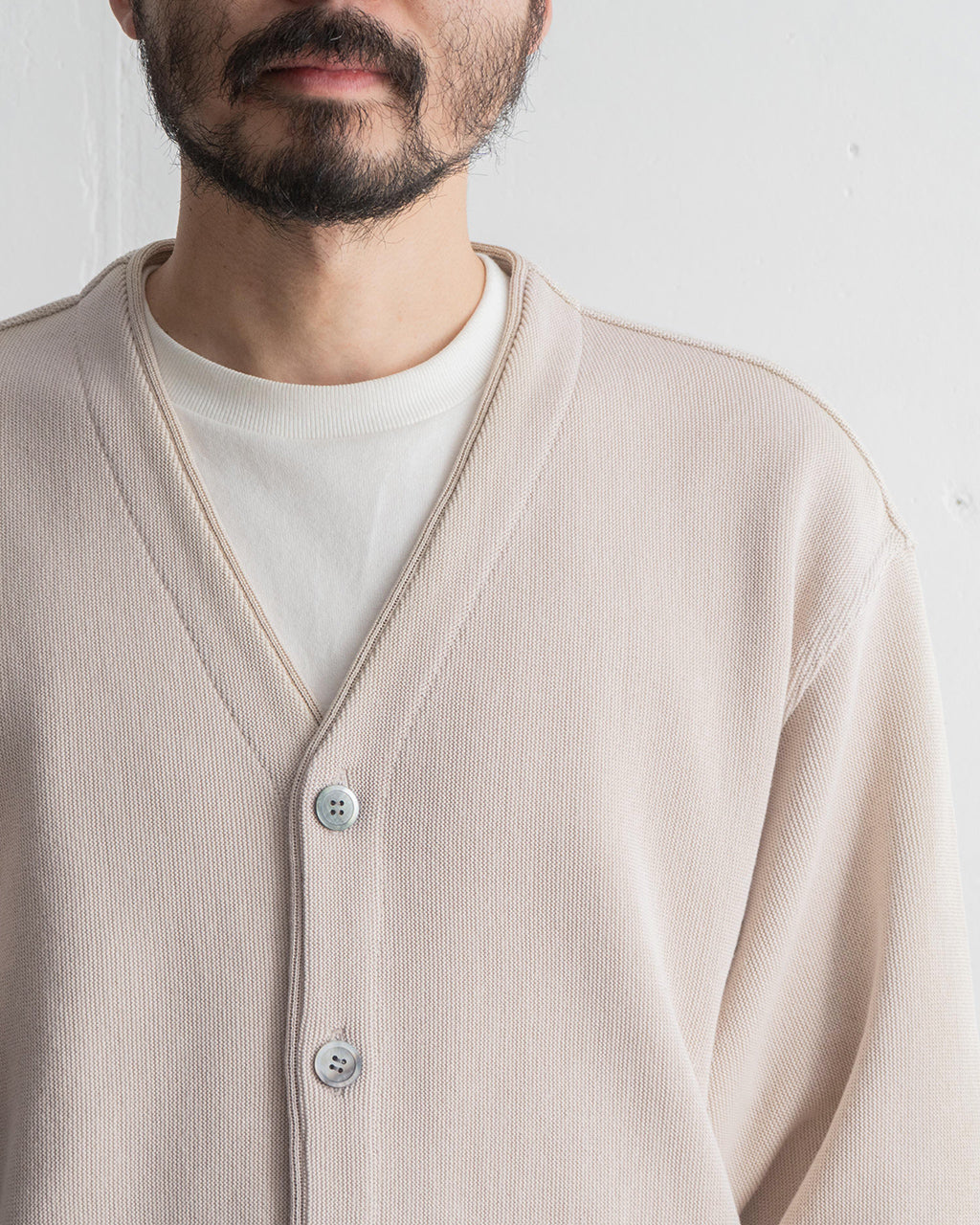 【SALE!30%OFF】Yonetomi NEW BASIC ギマコットン ニットカーディガン Vネック GIMA COTTON KNIT CARDIGAN 95-252-019