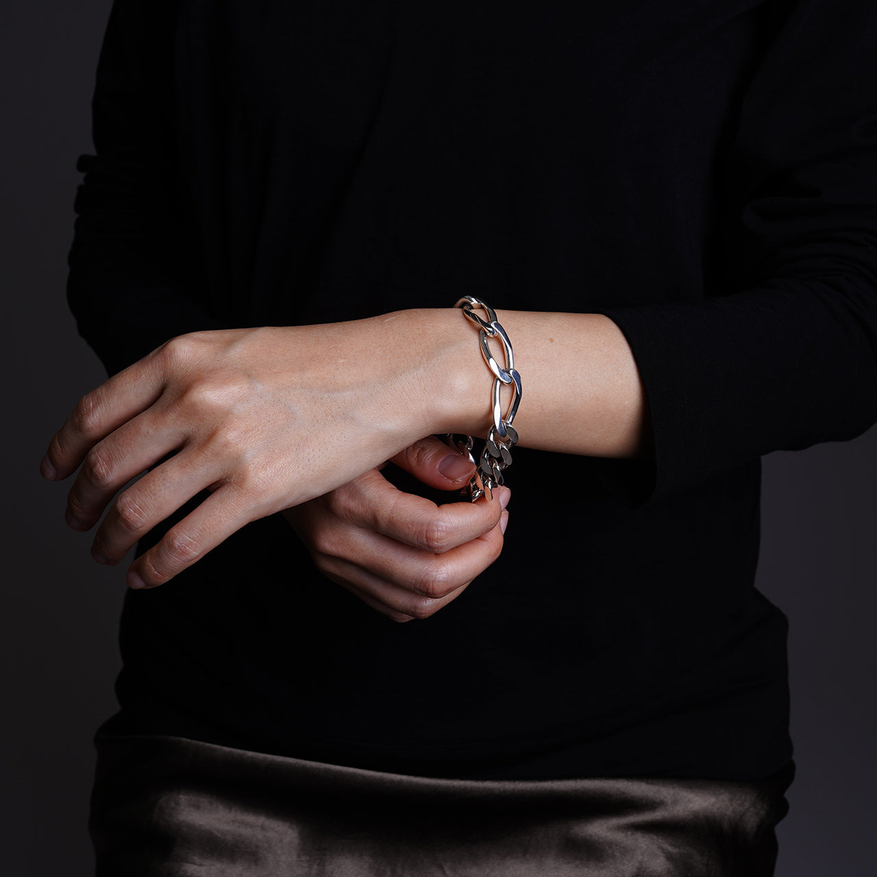 シームレス カーブ リンク ブレスレット SEAMLESS CURB LINK BRACE シルバー925 アクセサリー 21AW-SCB06