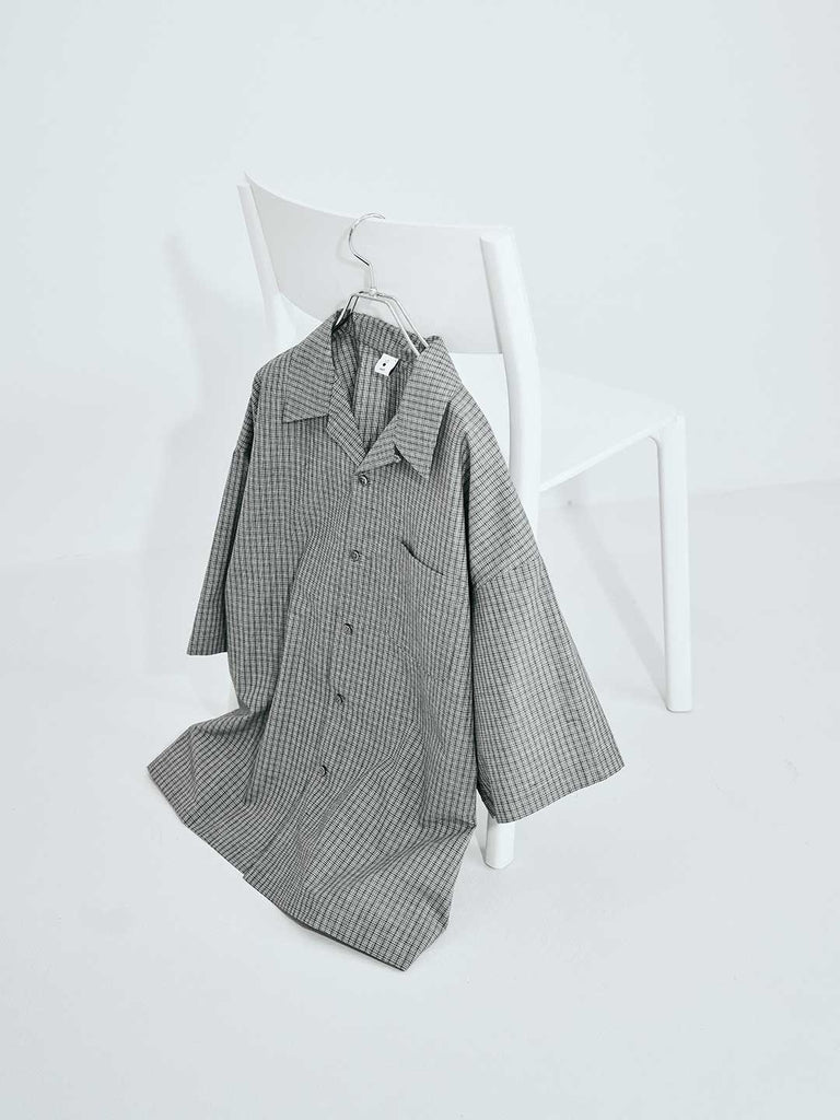 GR7 MIXED POPLIN CHECK S/S OPEN-COLLAR SHIRT M72-781