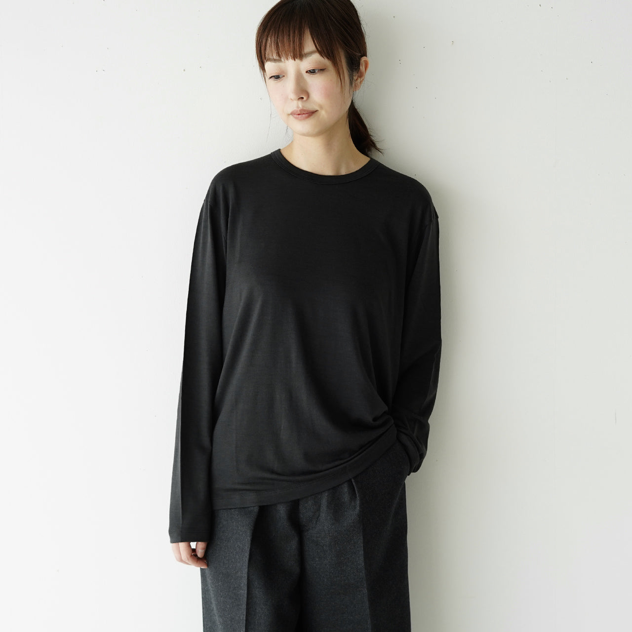 1907 ウール ロング スリーブ Tシャツ wool long sleeve T-shirt ウォッシャブル MK22009【送料無料】