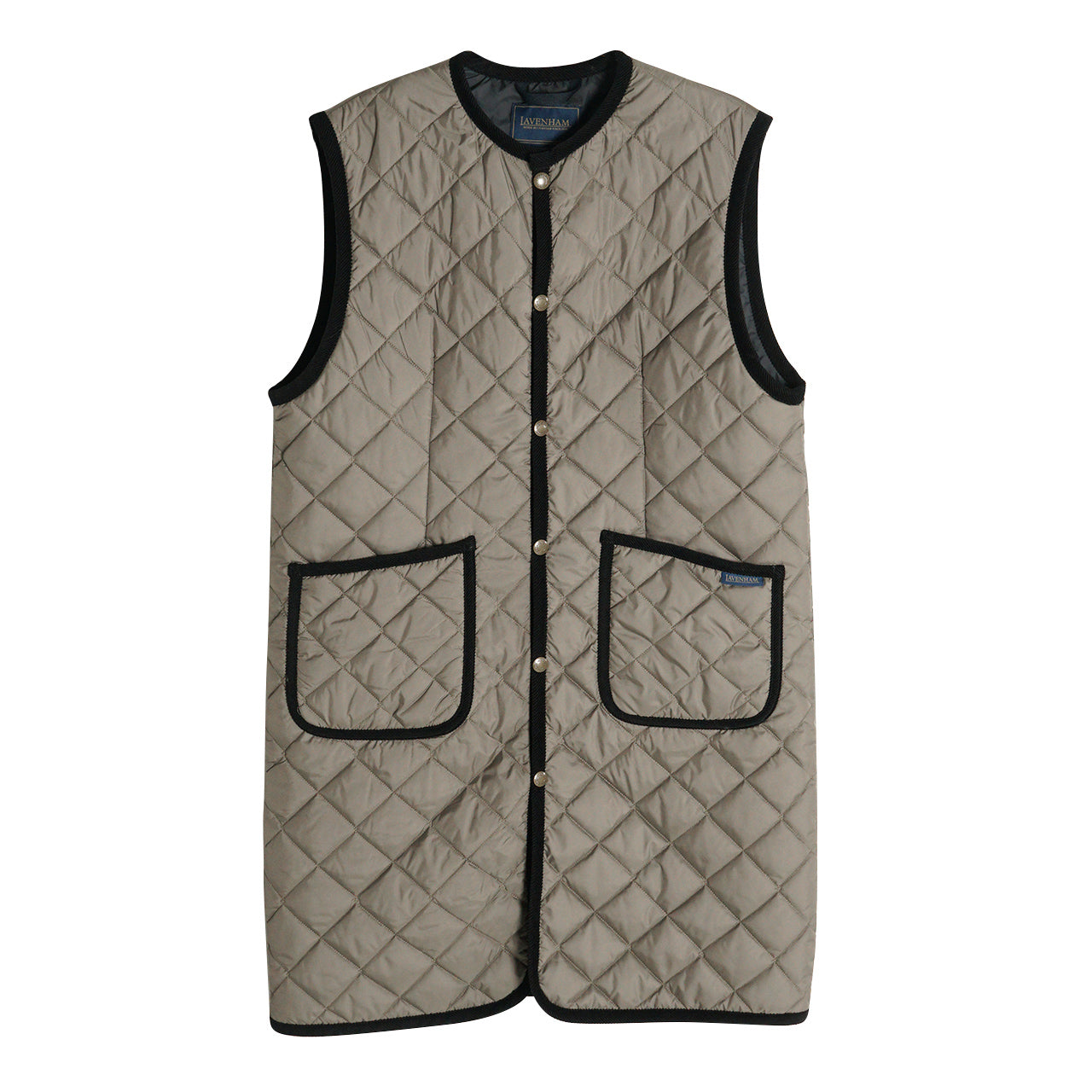 LAVENHAM ラベンハム ロングライン クルーネック ジレ LONGLINE CREW NECK GILET キルティング ロングベスト ブラック  ベージュ LV6187