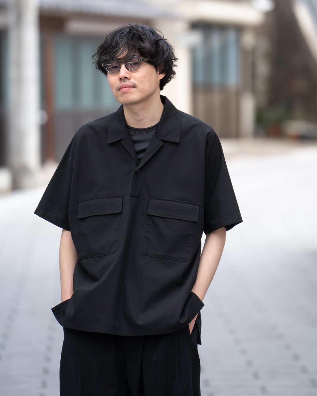 AFTERHOURS アフターアワーズ オープンカラーシャツ OPEN COLLAR SHIRT A008-E1SH 4499【送料無料】