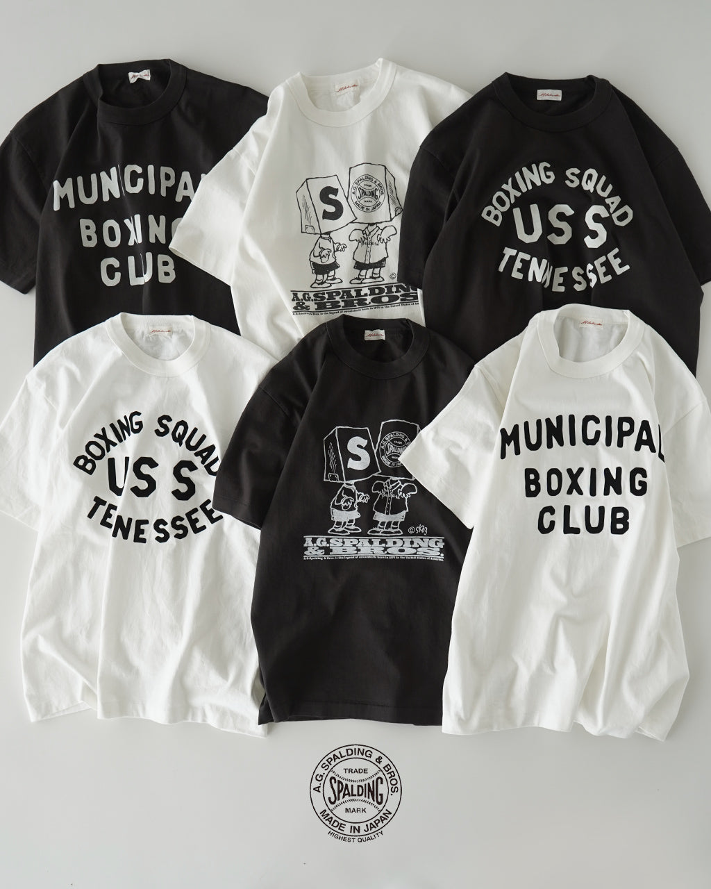 A.G.SPALDING＆BROS エージースポルディング アーカイブグラフィック Tシャツ BOXING SQUAD USS TENNESSEE MUNICIPAL BOXING CLUB sKetChboOok3 SPL-AGS-008 009 013