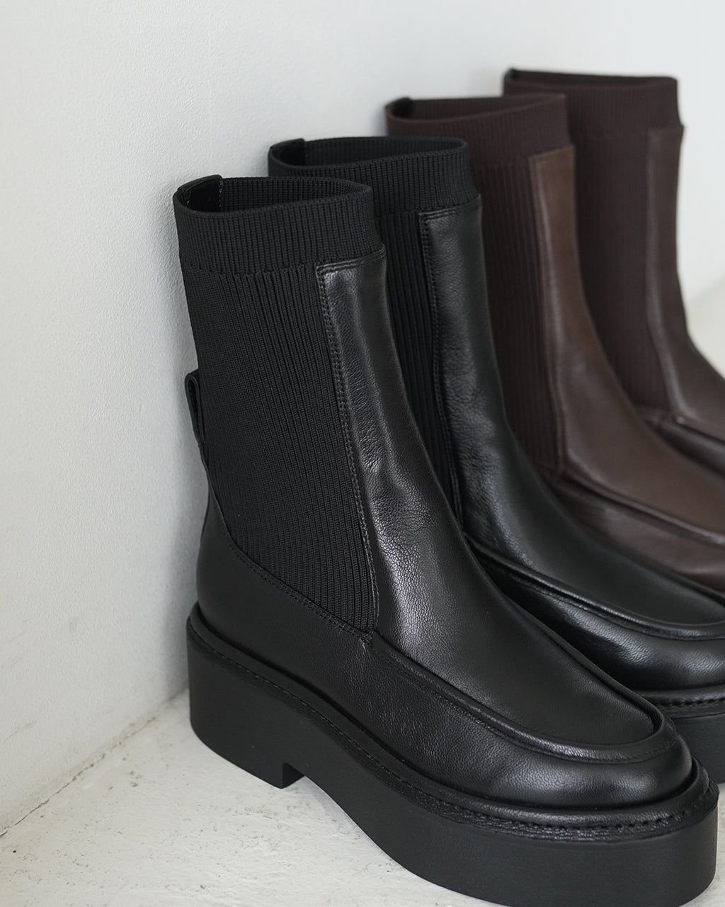 【アウトレット！30%OFF】ALM. アルム ブエナ レザー ブーツ BUENA LEATHER BOOTS 厚底 プラットフォーム リブ ミドル丈 シューズ AL034B【送料無料】