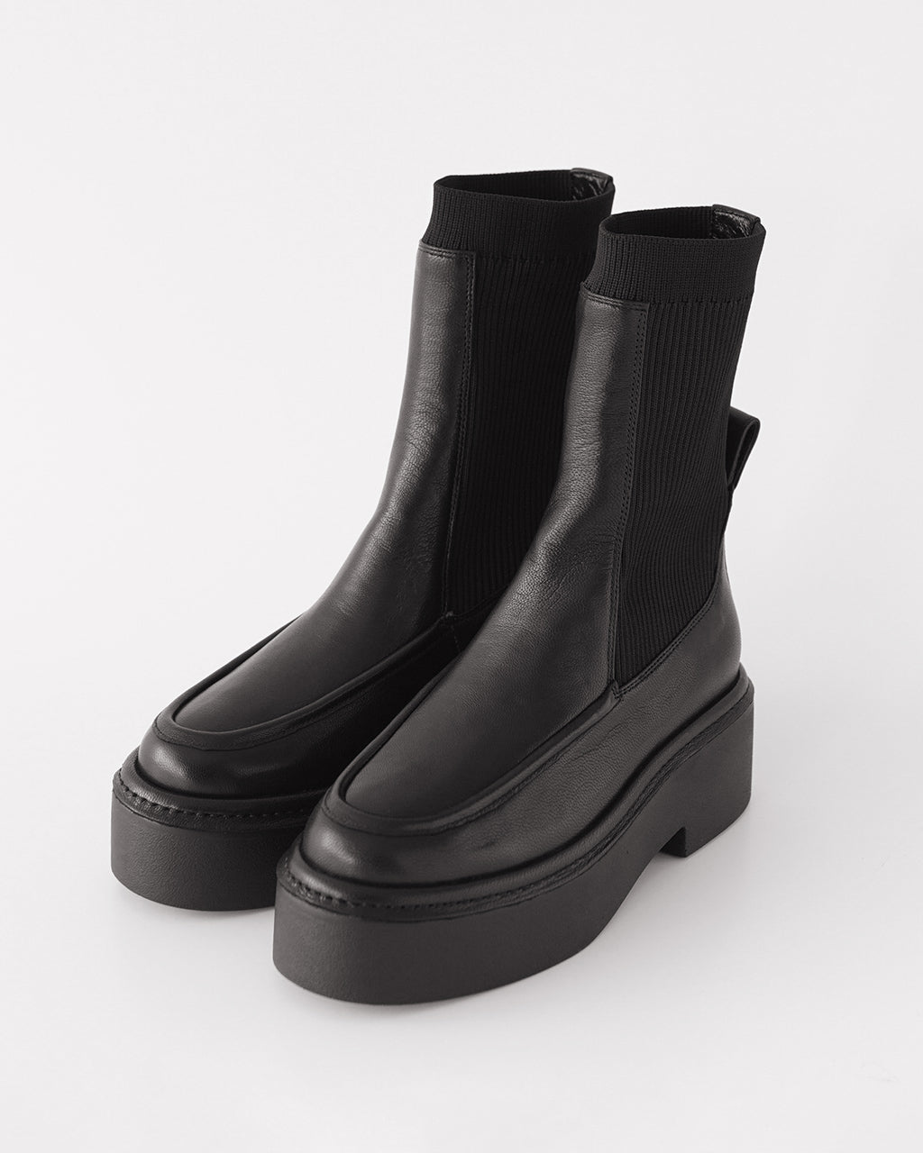 【アウトレット！30%OFF】ALM. アルム ブエナ レザー ブーツ BUENA LEATHER BOOTS 厚底 プラットフォーム リブ ミドル丈 シューズ AL034B【送料無料】