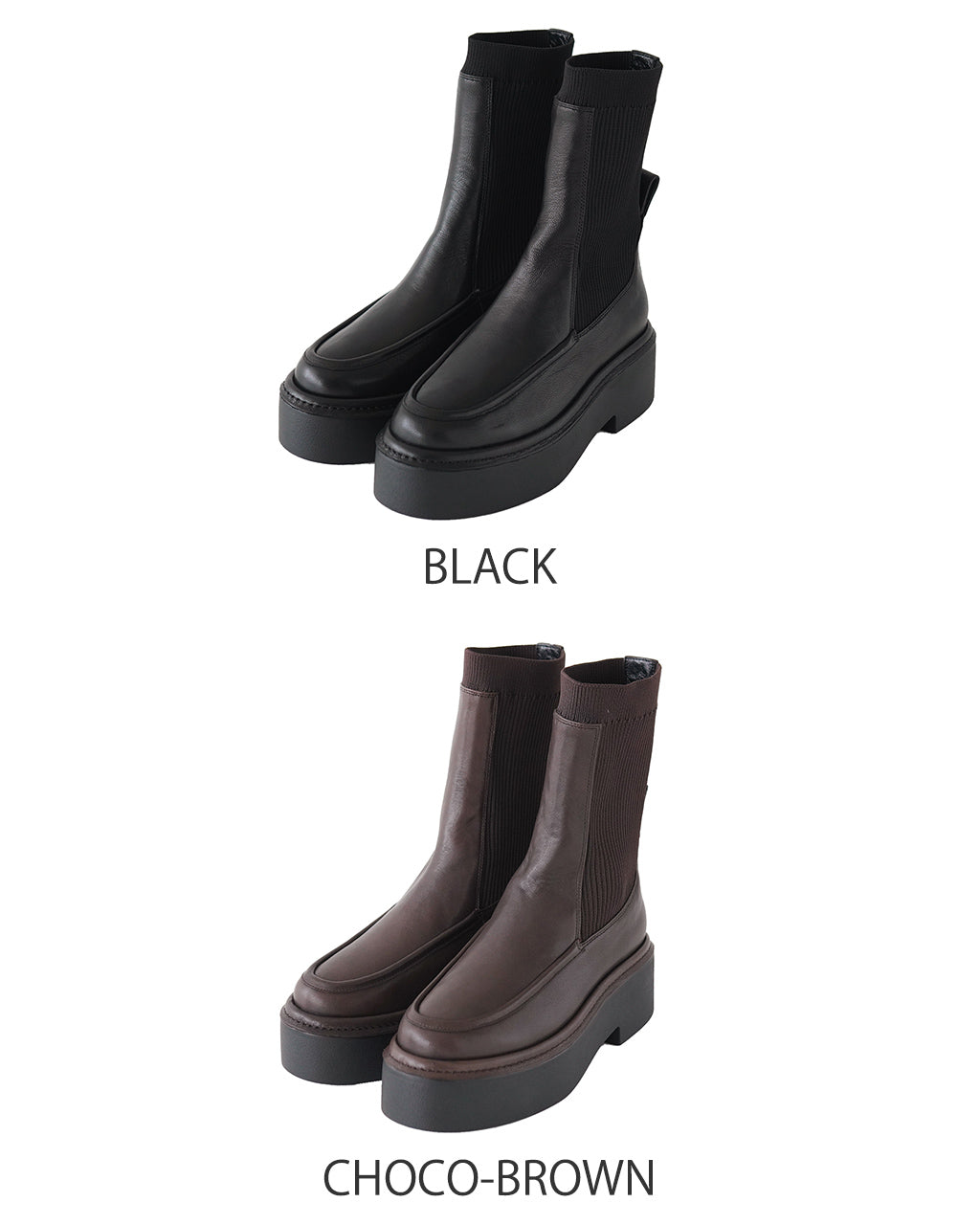 【アウトレット！30%OFF】ALM. アルム ブエナ レザー ブーツ BUENA LEATHER BOOTS 厚底 プラットフォーム リブ ミドル丈 シューズ AL034B【送料無料】