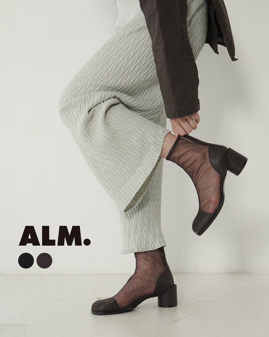 ALM. アルム ローブ チュール ブーツ ROBE TULLE BOOTS シアー ショートブーツ スクエアトゥ チャンキーヒール シューズ AL098B【送料無料】