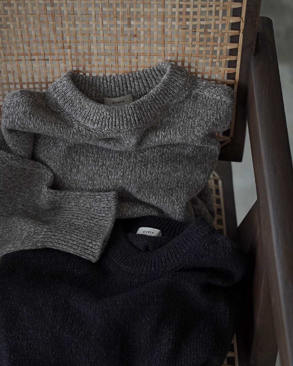 WOOL WASHI CREWNECK KNIT ALV-90203