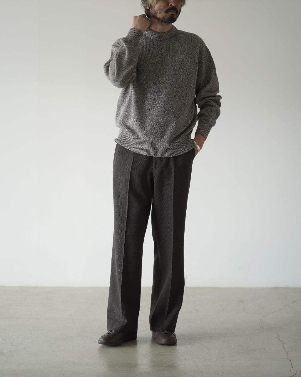 WOOL WASHI CREWNECK KNIT ALV-90203