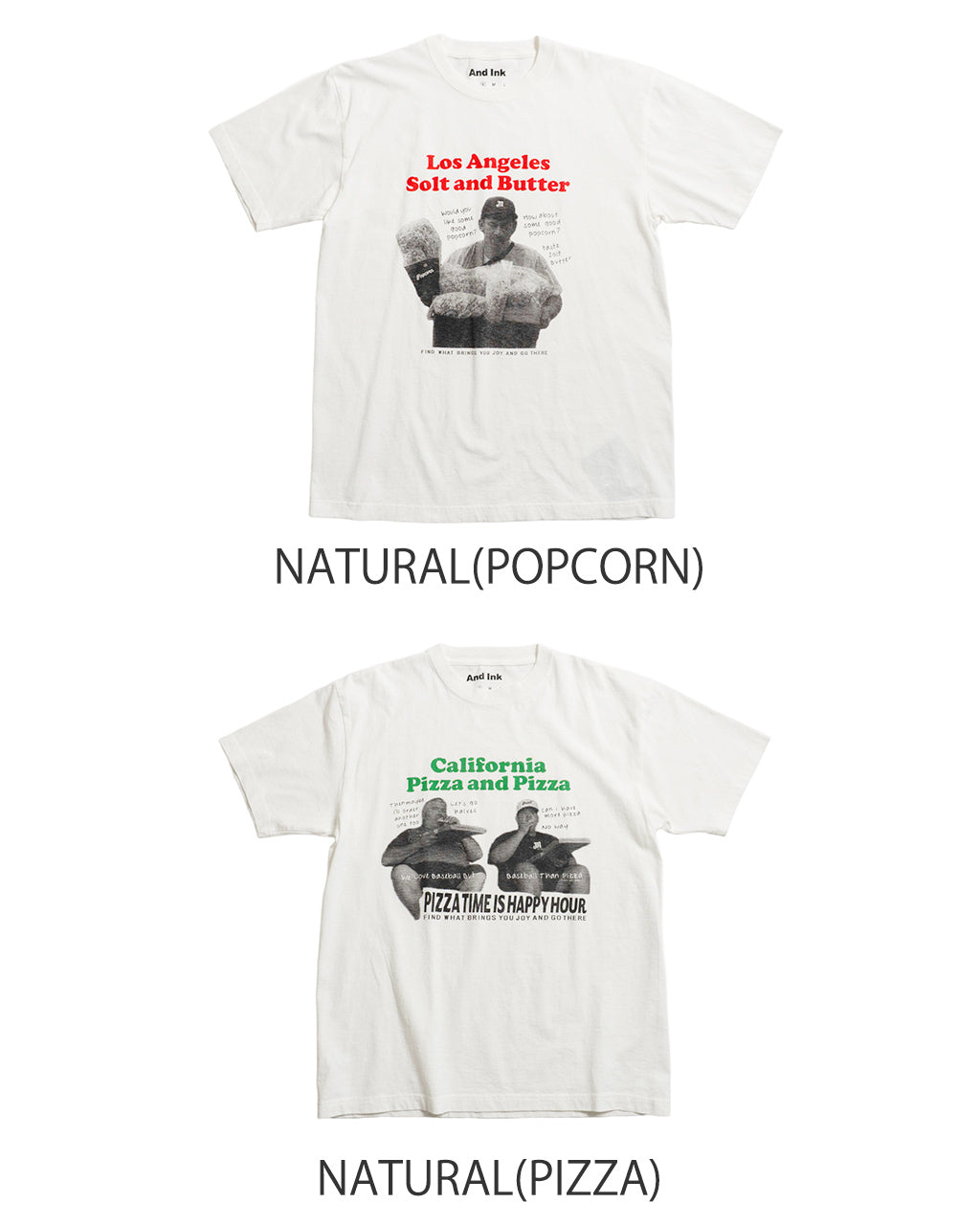 And Ink アンドインク ベーシックフォト Tシャツ ポップコーン ピザ BASIC PHOTO TEE POPCORN PIZZA 半袖