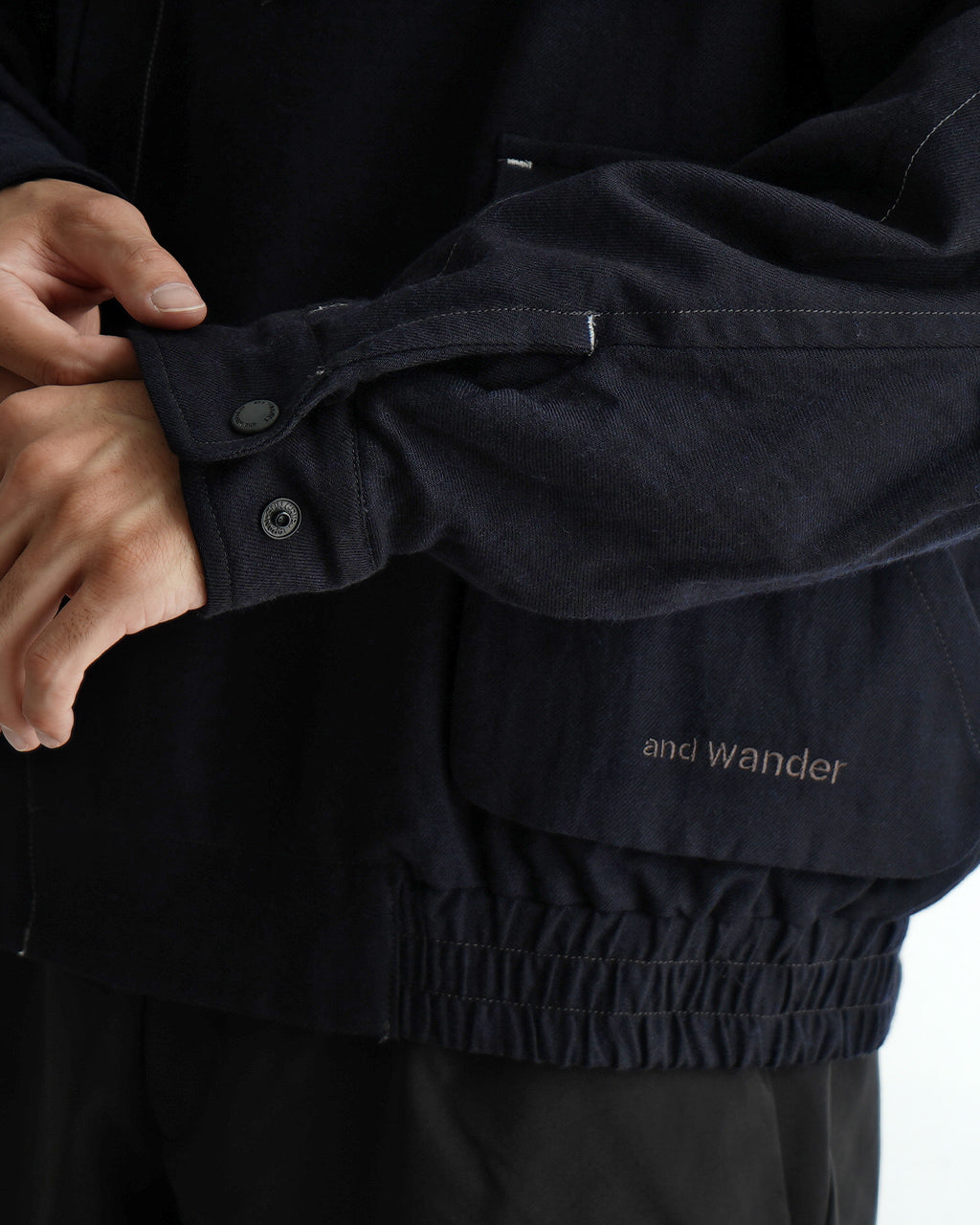 【SALE！40%OFF】and wander アンドワンダー ジップアップ コットンウール ブルゾン zip up C W blouson 5744281139【送料無料】