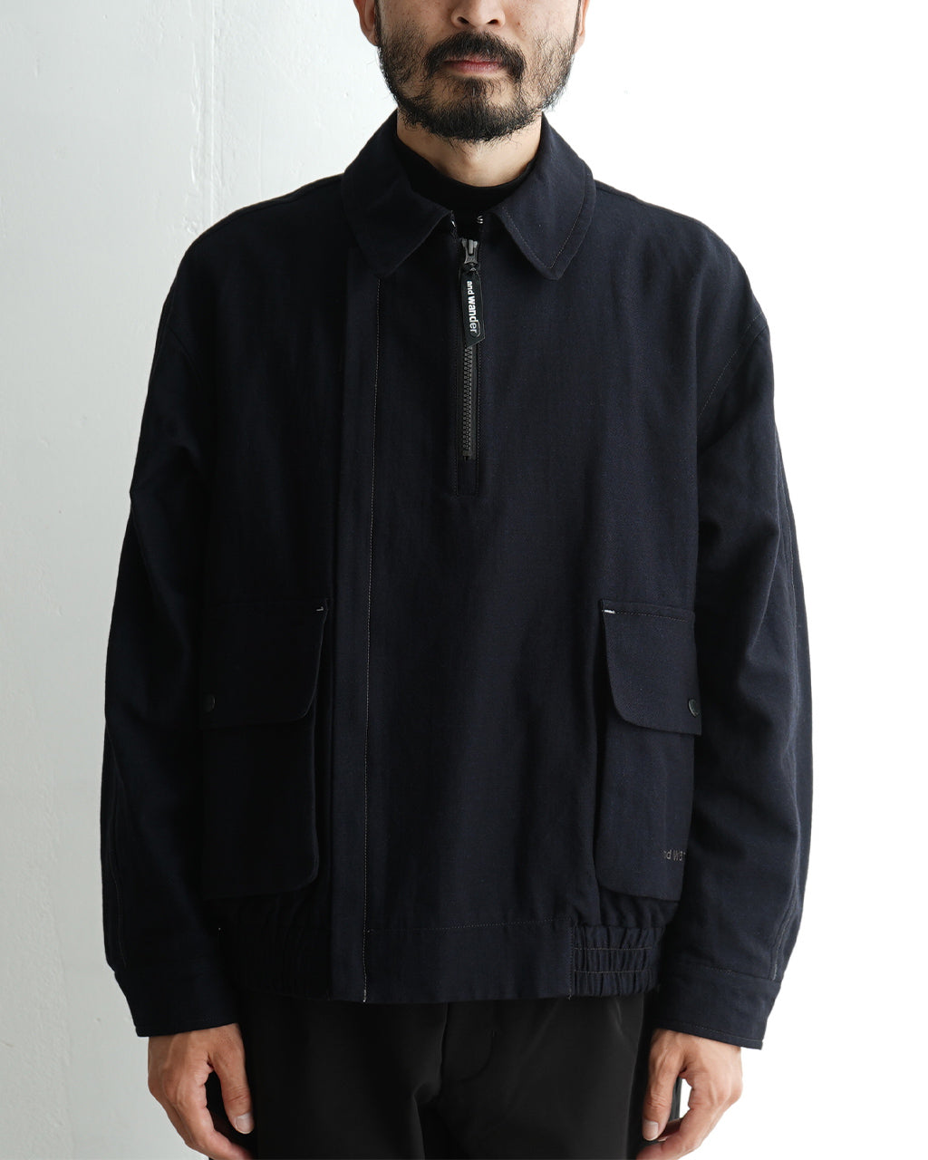 【SALE！40%OFF】and wander アンドワンダー ジップアップ コットンウール ブルゾン zip up C W blouson 5744281139【送料無料】