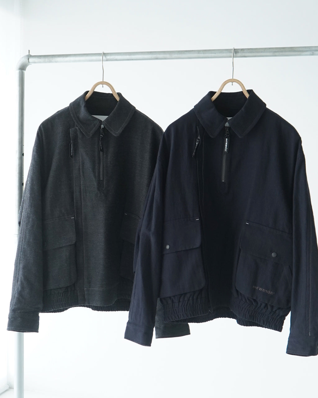 and wander アンドワンダー ジップアップ コットンウール ブルゾン zip up C W blouson 5744281139【送料無料】