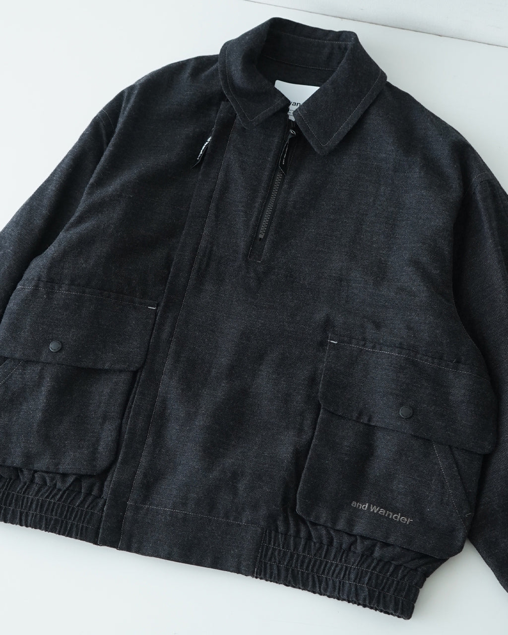 【SALE！40%OFF】and wander アンドワンダー ジップアップ コットンウール ブルゾン zip up C W blouson 5744281139【送料無料】