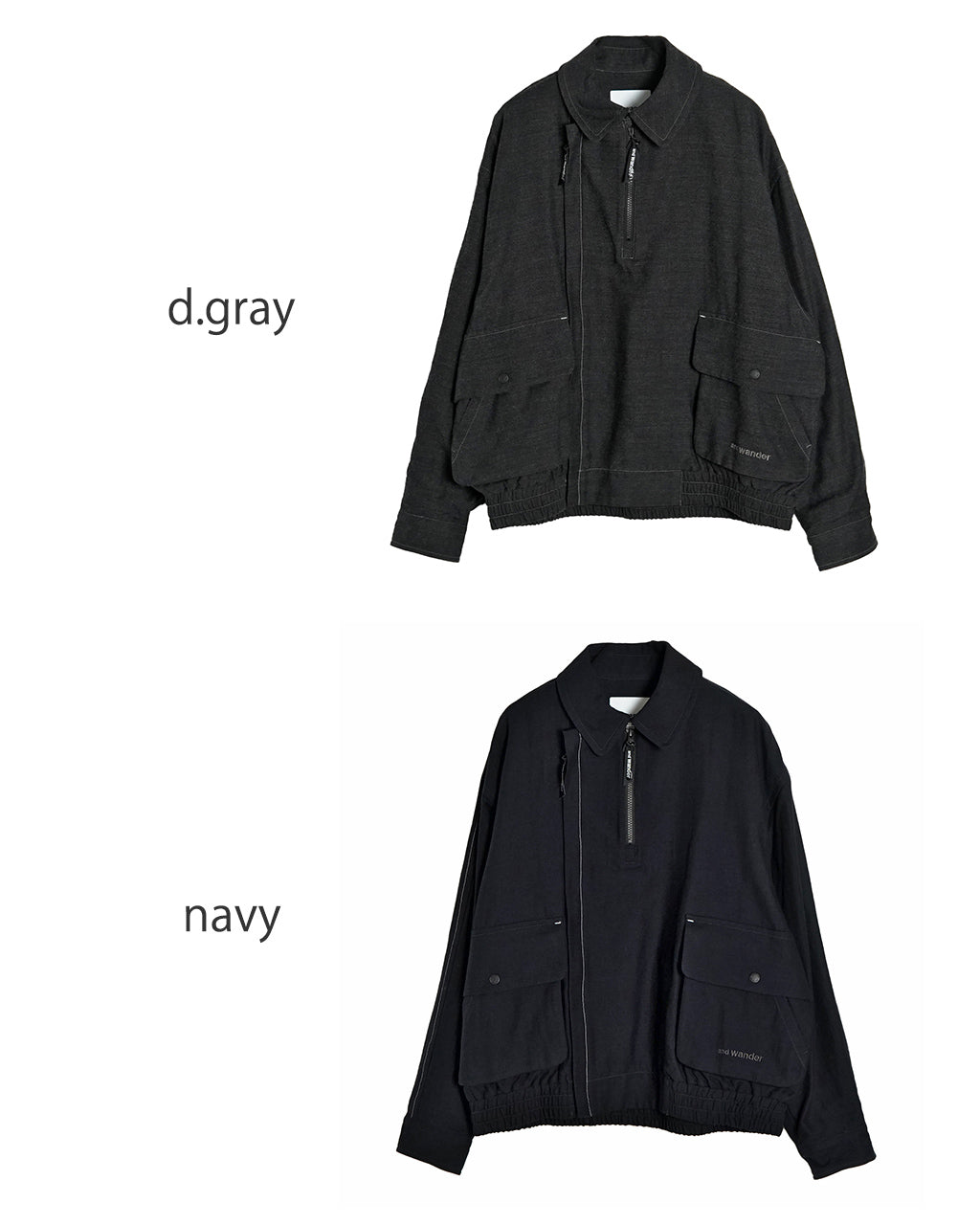 and wander アンドワンダー ジップアップ コットンウール ブルゾン zip up C W blouson 5744281139【送料無料】