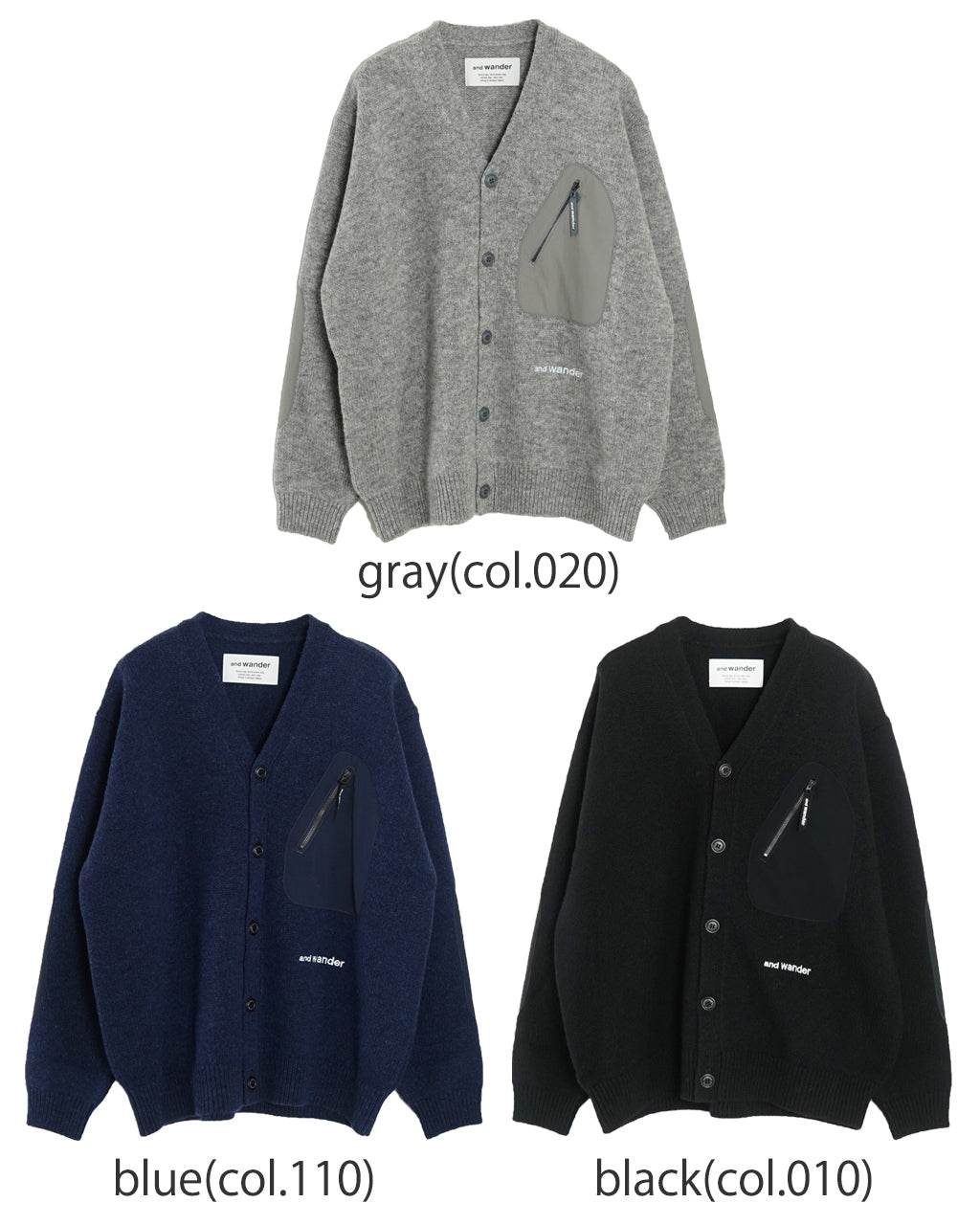 【SALE！40%OFF】and wander アンドワンダー カーディガン shetland wool cardigan シェトランド ウール カーディガン 5744284160【送料無料】