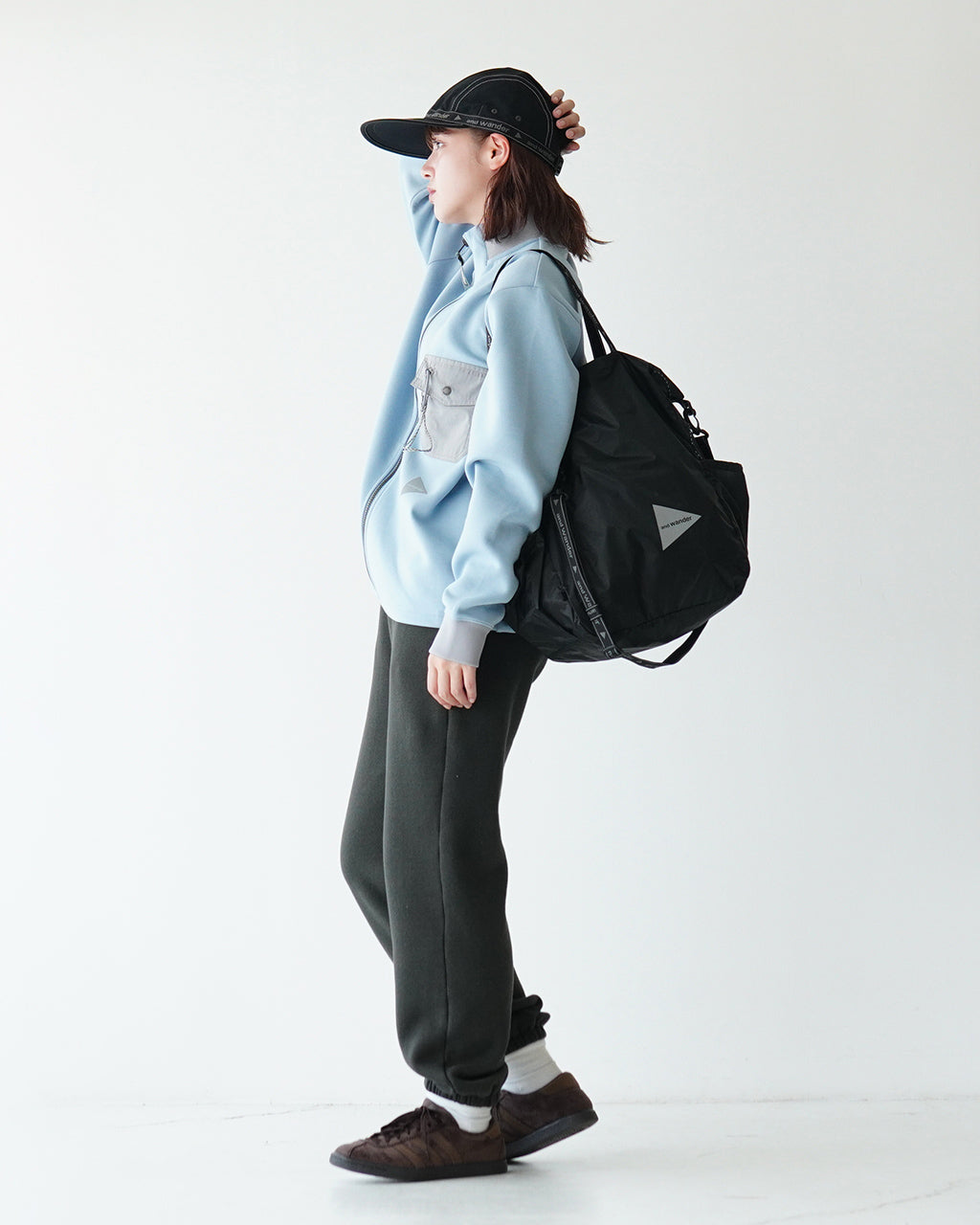 and wander アンドワンダー ジャガード テープ キャップ JQ tape cap ロゴ 帽子 速乾性 5744986340【送料無料】