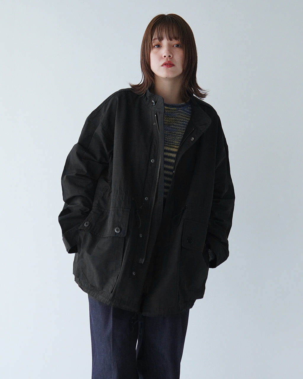 【SALE！20%OFF】ARMY TWILL アーミーツイル スタンドカラーコート レディース COTTON NYLON STAND COAT アウター ミリタリー ジャケット ハーフコート丈 AM-2454003