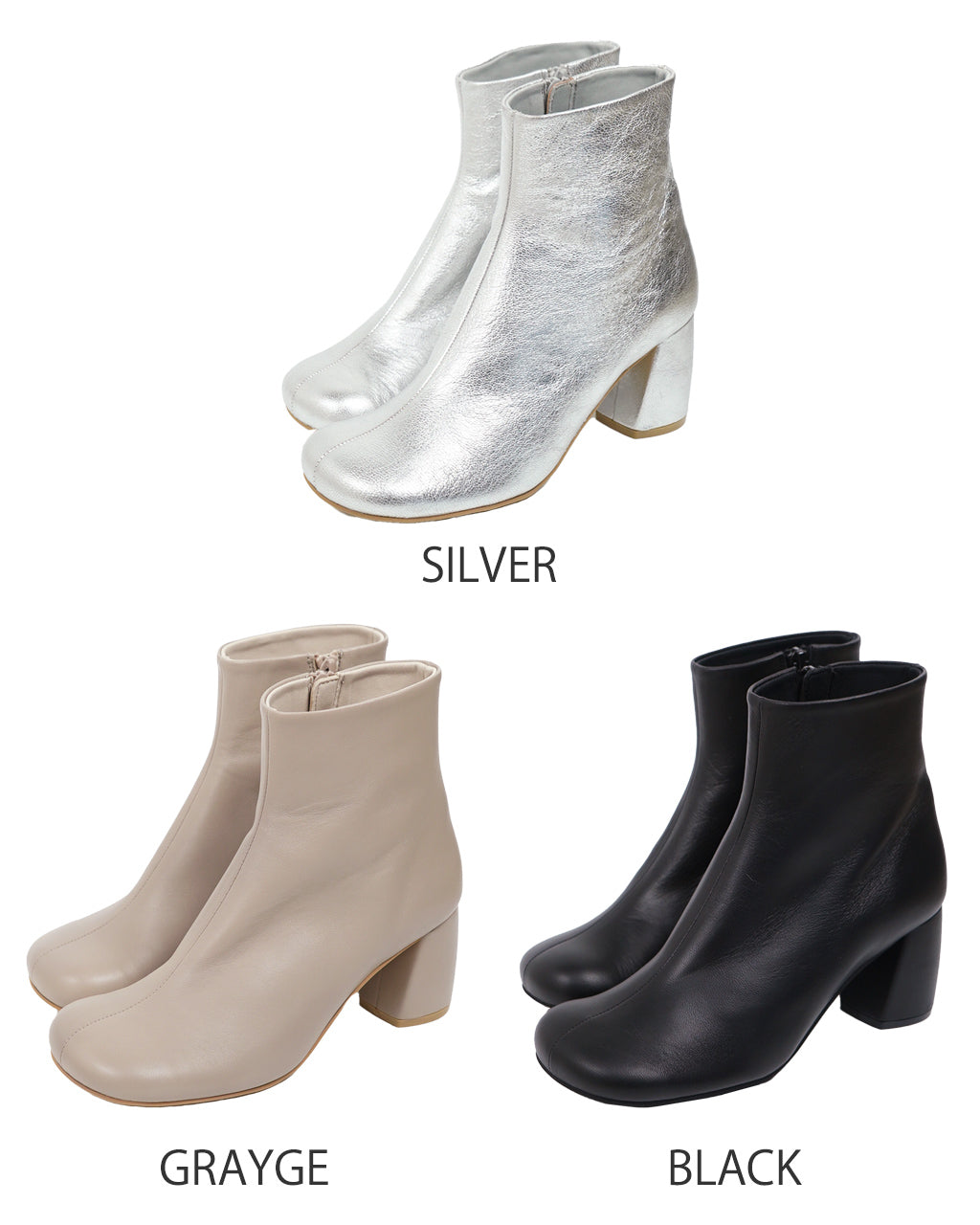 【SALE！50%OFF】ATELIER BRUGGE アトリエブルージュ オブリーク ショートブーツ OBLIQUE SHORT BOOTS レザー オブリークトゥ スクエアトゥ チャンキーヒール サイドジップ 24PS-34 【送料無料】