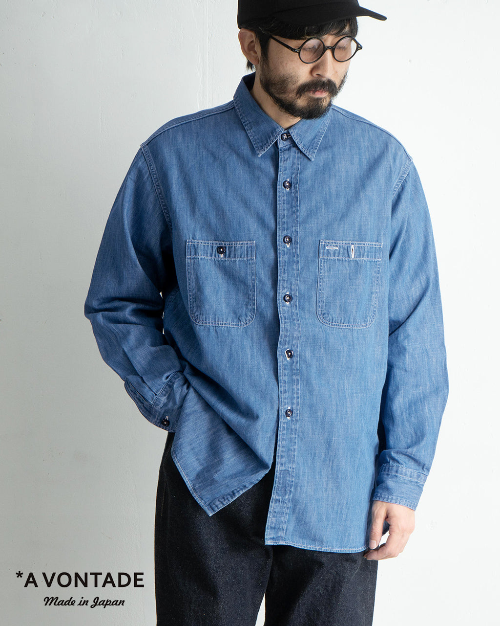 A VONTADE アボンタージ デニムワークシャツ トップス Denim Work Shirts VTD-0385-SH ヴィンテージデザイン エルボーパッチ【送料無料】