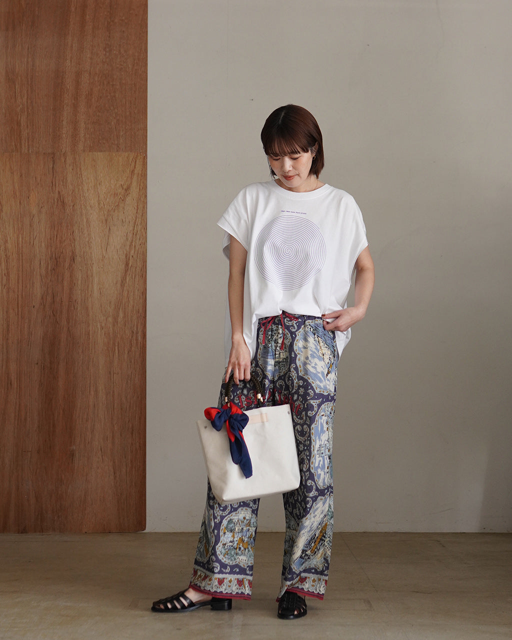 BINDU ビンドゥー  マッププリント コットンボイル イージーパンツ｜Crouka(クローカ)