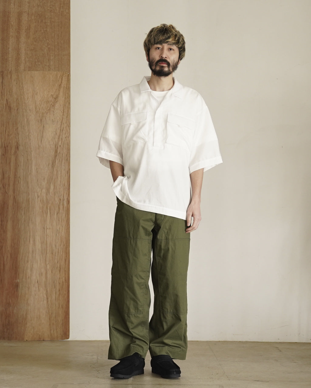 Cotton Poplin Double-knee Trousers bROOTS26S11