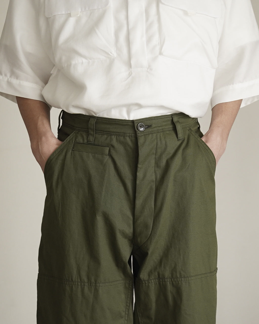 Cotton Poplin Double-knee Trousers bROOTS26S11