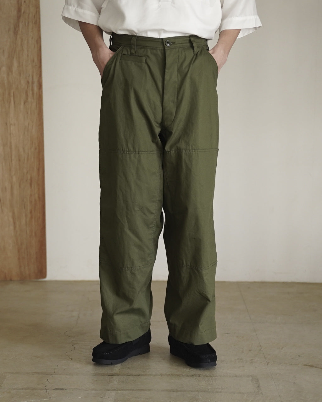 Cotton Poplin Double-knee Trousers bROOTS26S11