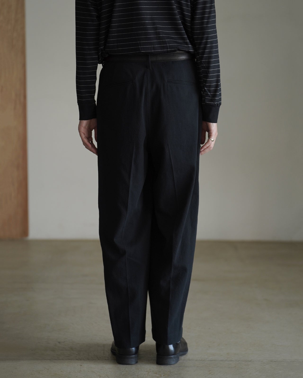 Denim-Leather Belted Trousers BHS26F008