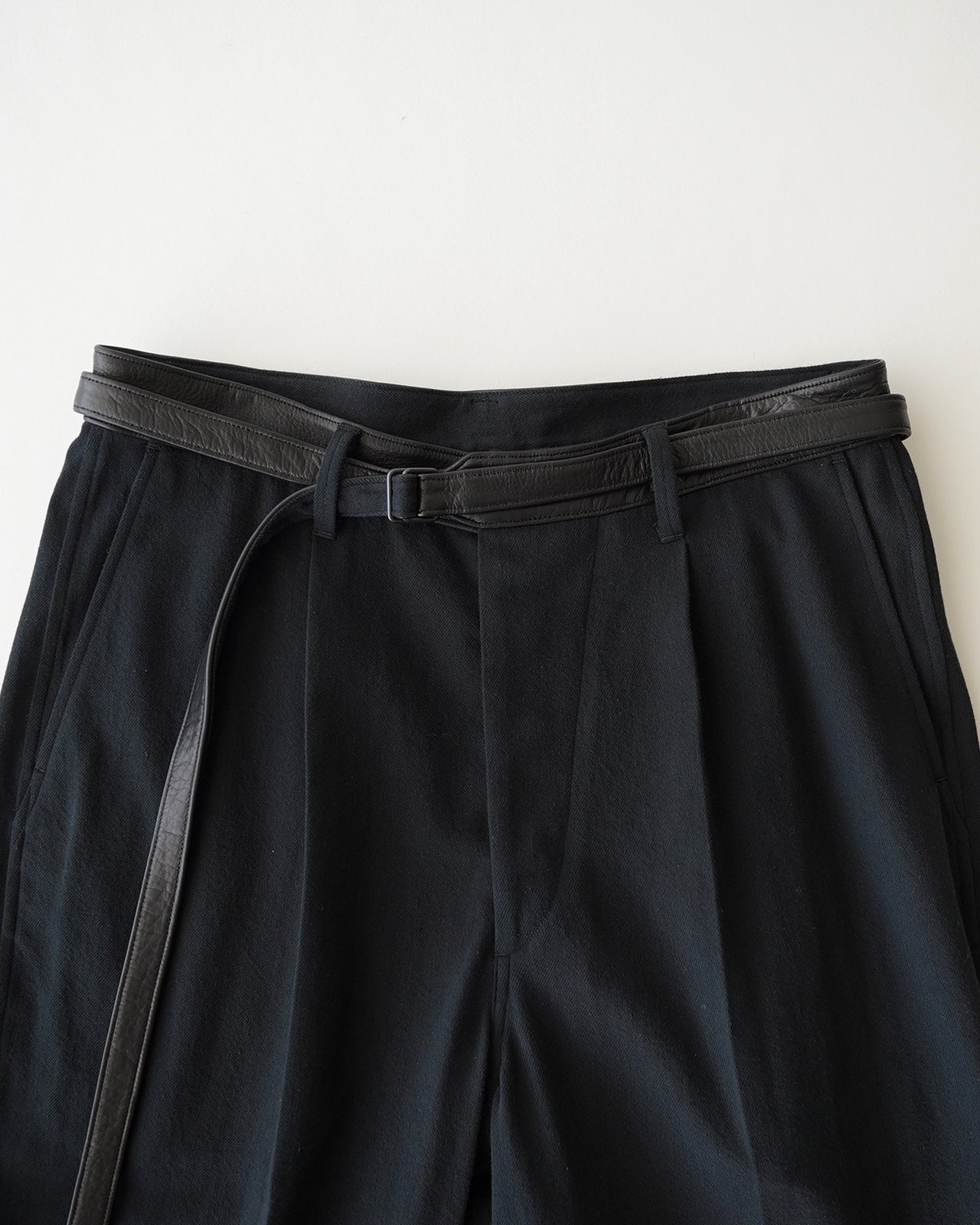 Denim-Leather Belted Trousers BHS26F008
