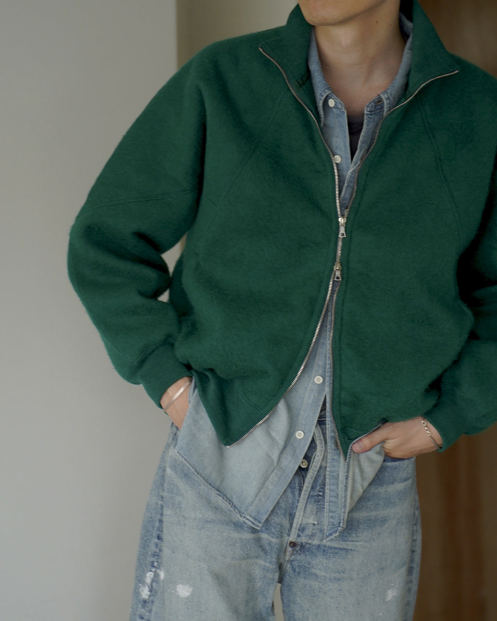 Pe/Alpaca Fleece Track Jacket BHS24F029F26PeAp