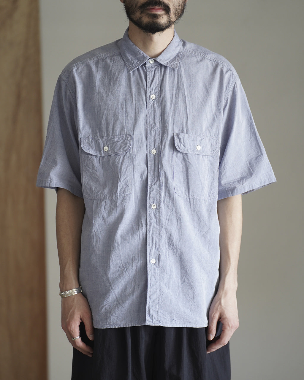 blurhms ROOTSTOCK Hard Twist Chambray Work Shirt S/S シャンブレー 半袖 ワークシャツ｜Crouka(クローカ)