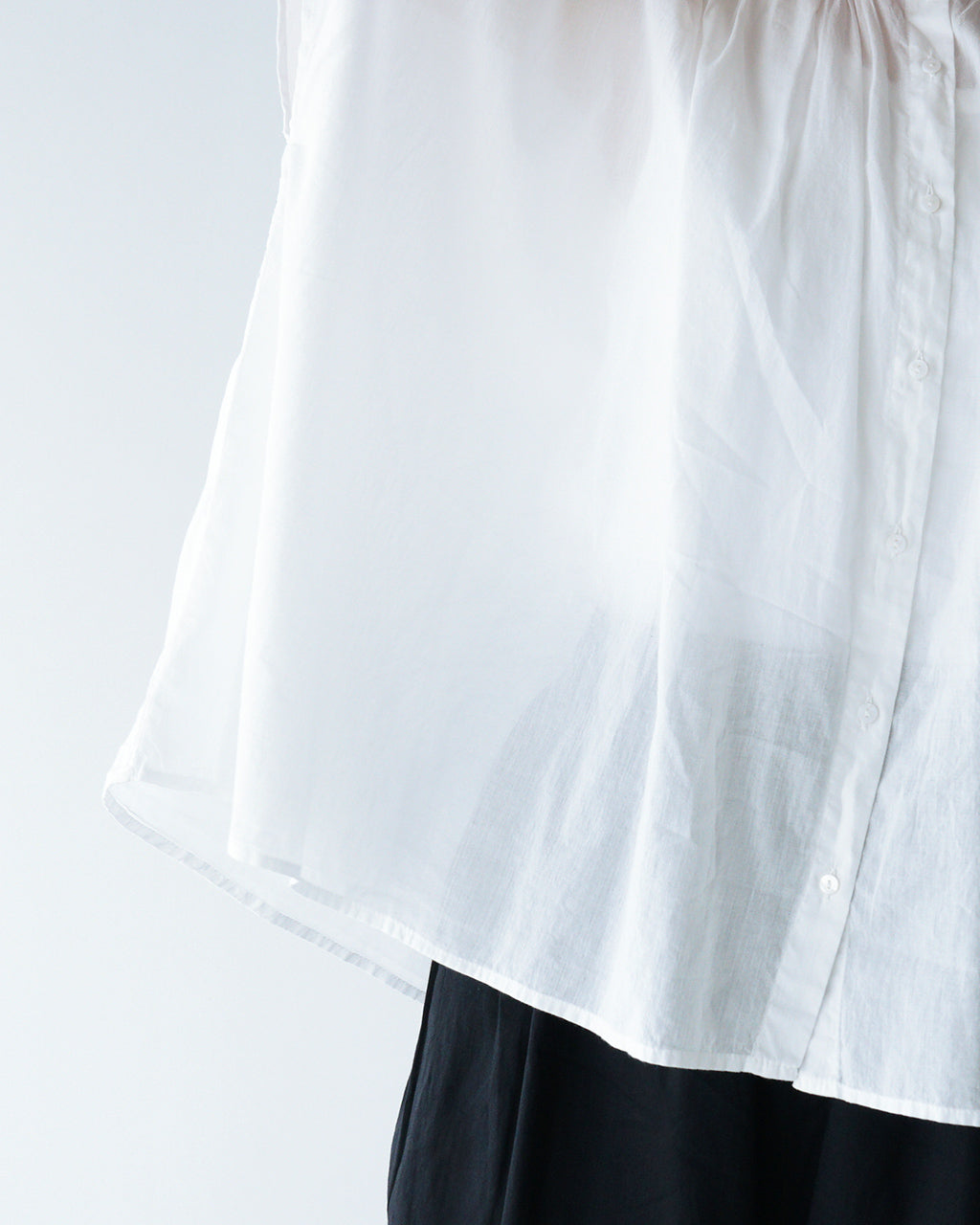 【SALE！20%OFF】Brocante ブロカント 半袖シャツ ブラウス インドボイル フロンセシャツ ギャザー 36-322X 【送料無料】
