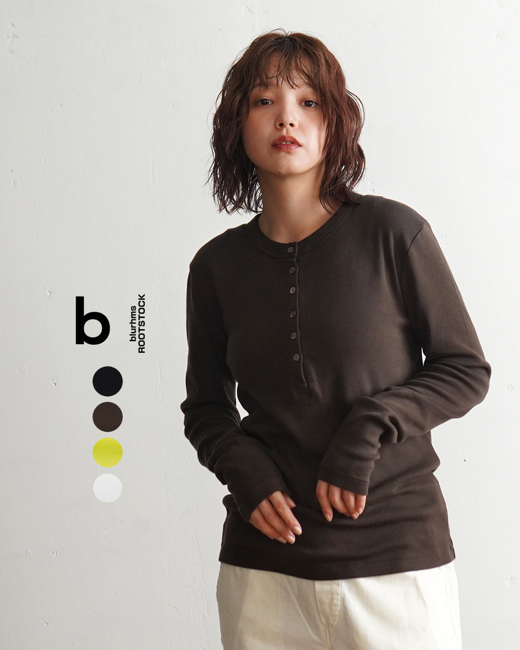 【SALE！30%OFF】blurhms ROOTSTOCK ブラームス ルーツストック クラシック リブ ヘンリーネック カットソー Classic Rib Henley-neck L/S bROOTS24F006W【送料無料】正規取扱店 [★]