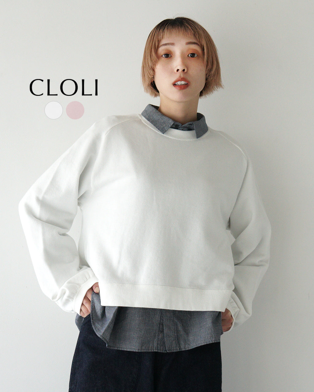 ＼春のおすすめスウェット10％OFFクーポン／CLOLI クロリ クルーネック ショート スウェット C/N SHORT SWEAT ラグランスリーブ トレーナー CL-CS051 【送料無料】