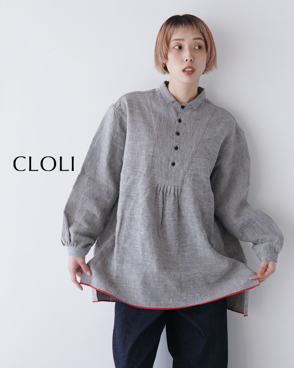 【先行予約：2025年3月中旬頃入荷予定】CLOLI クロリ リネン グランパ シャツ LINEN GRANDPA SHIRT CL-SH012【クーポン対象外】【送料無料】