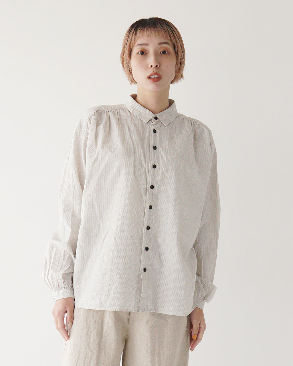 CLOLI クロリ コットンリネン ギャザーシャツ C/L GATHER SHIRT CL-SH032【送料無料】