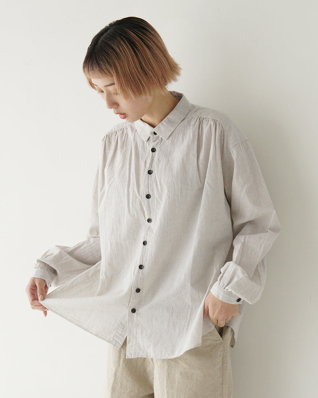 CLOLI クロリ コットンリネン ギャザーシャツ C/L GATHER SHIRT CL-SH032【送料無料】