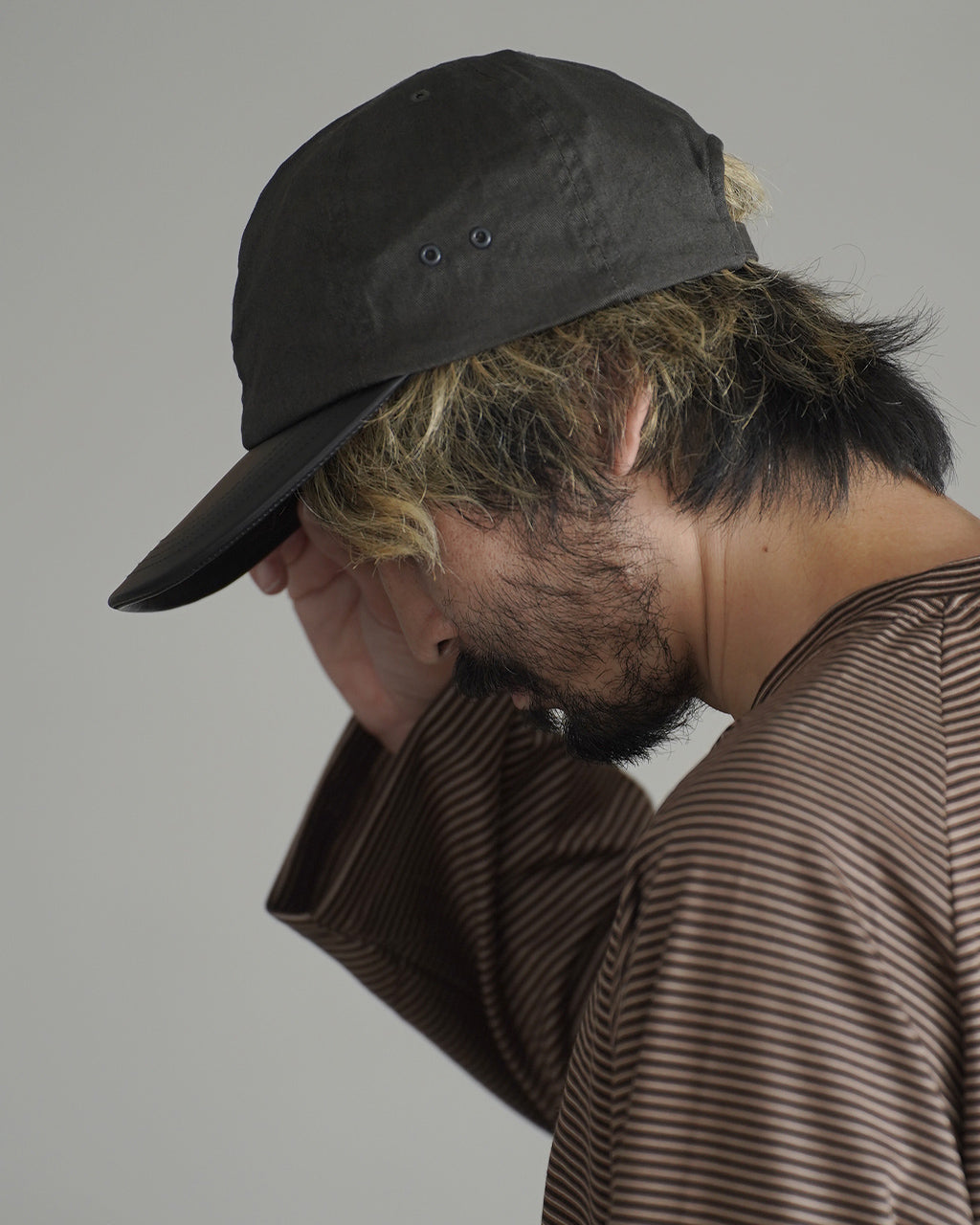 WASH HEAD & LEATHER BRIM CAP NO.301387