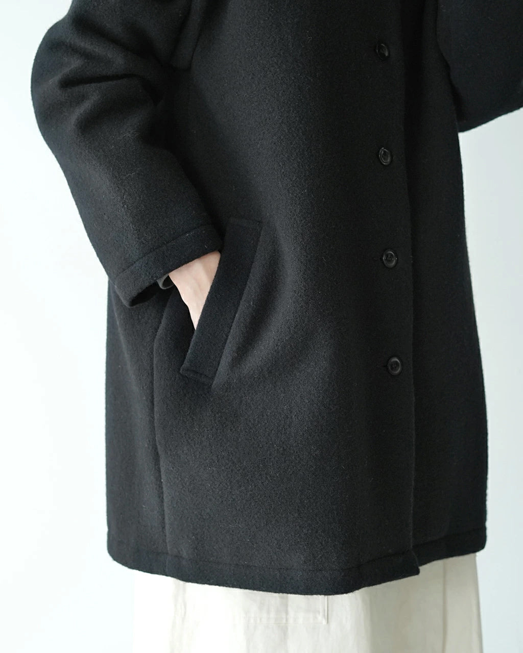 Commencement コメンスメント ウール コート wool Coat コクーンシルエット ノーカラー C-100 【送料無料】