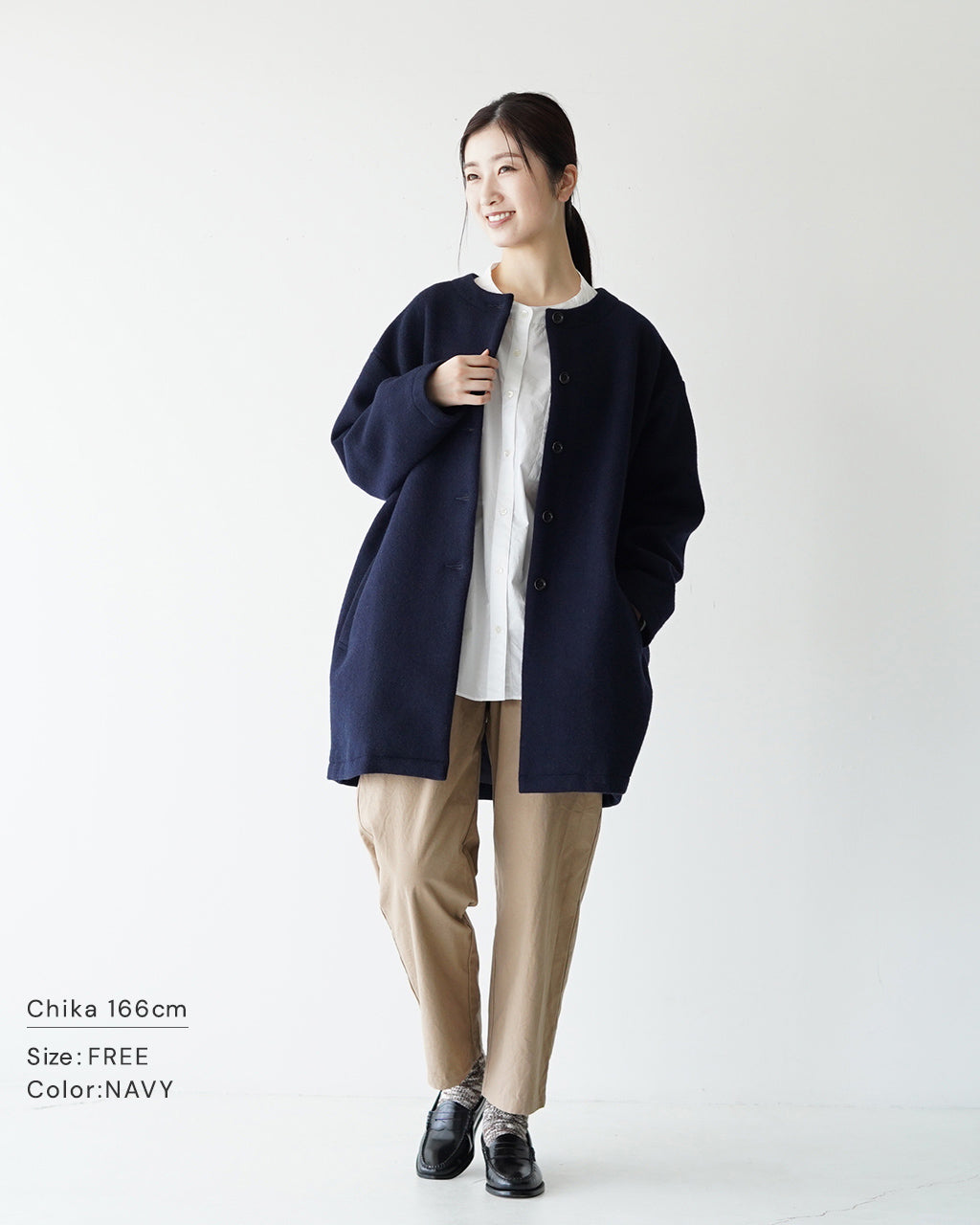 Commencement コメンスメント ウール コート wool Coat コクーンシルエット ノーカラー C-100 【送料無料】