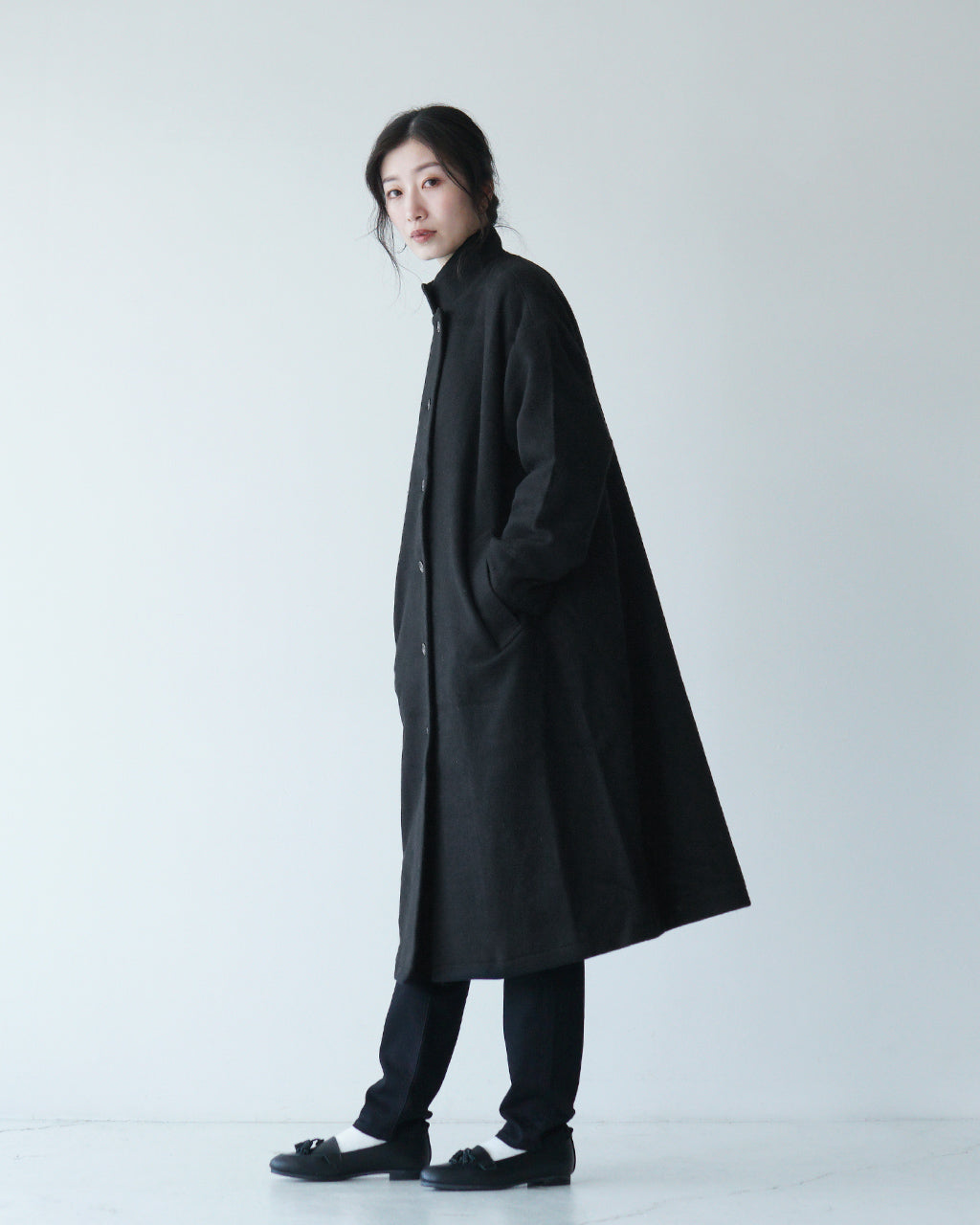 【SALE！30%OFF】Commencement コメンスメント ウールロングコート Wool long coat スタンドカラー C-283【送料無料】