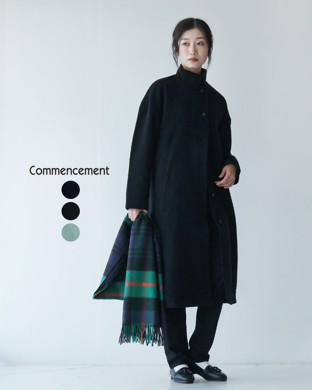 【SALE！30%OFF】Commencement コメンスメント ウールロングコート Wool long coat スタンドカラー C-283【送料無料】