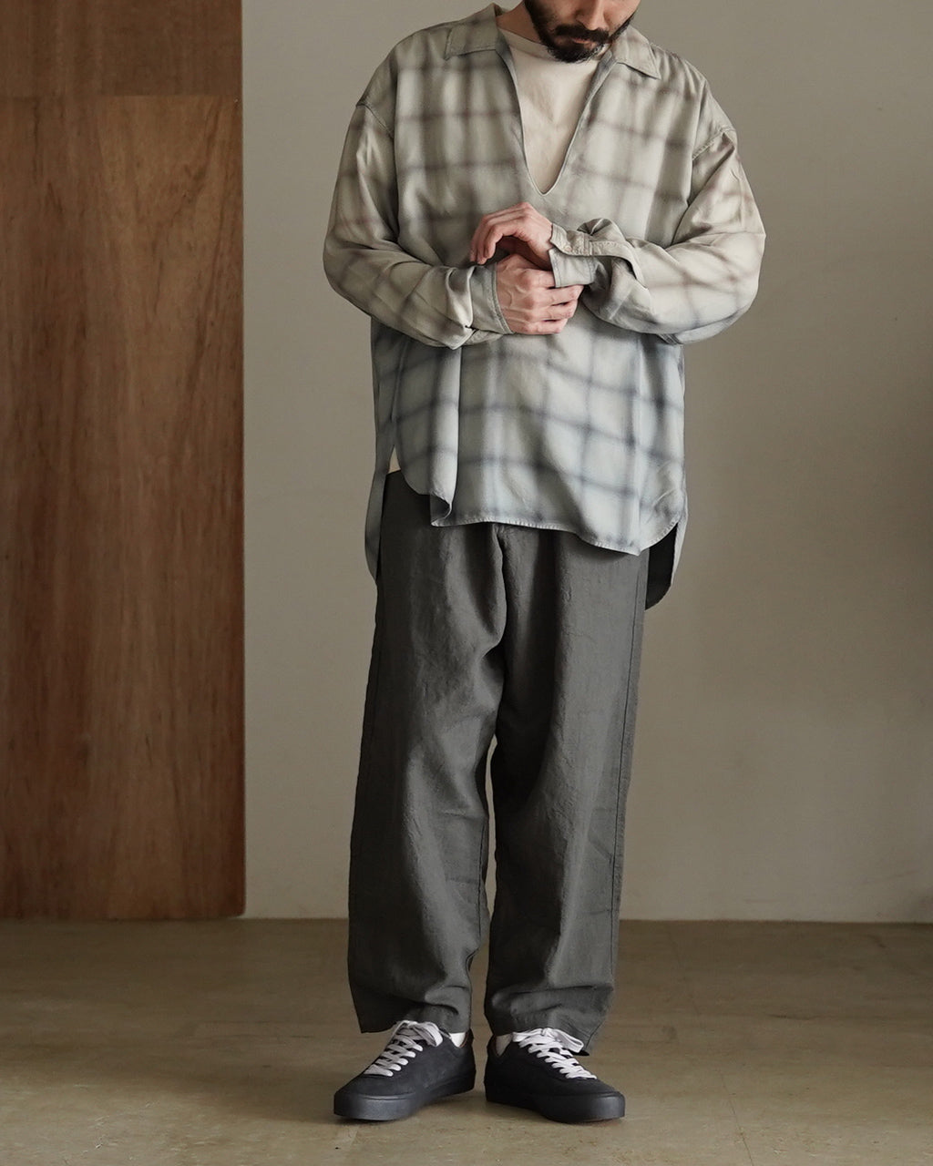 concause グレー デニム スキッパー 長袖シャツ concause コンコース スキッパーシャツ メンズ skipper shirts 2601009